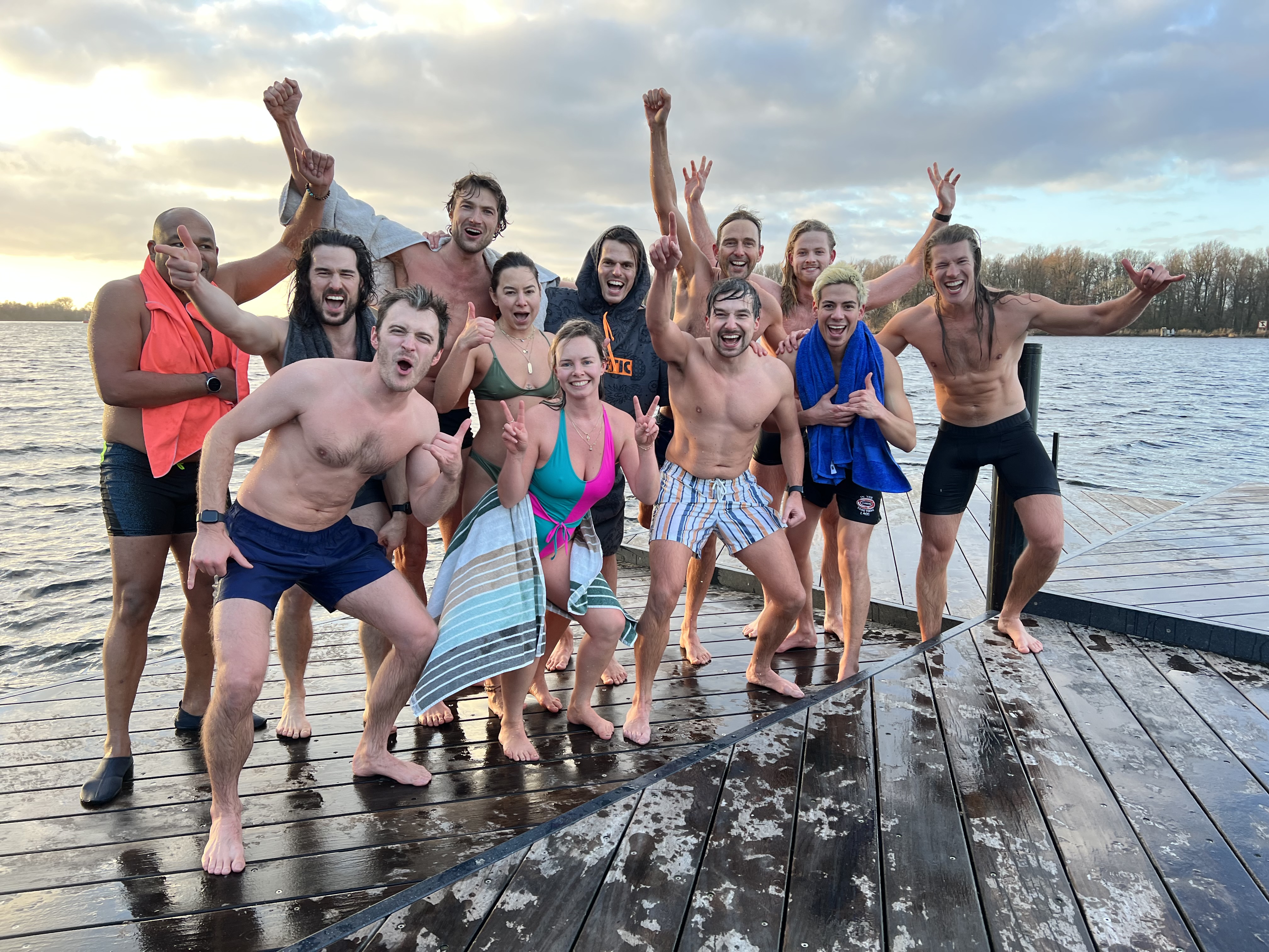Community members during a cold water dip in Amsterdam